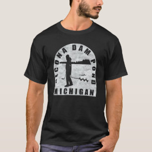 Alcona Dam Pond Ice Fishing Michigan T-Shirt