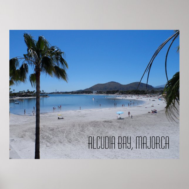 Alcudia Beach and Bay Landscape Majorca Spain Poster (Front)