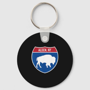 Alden New York Buffalo Ny Highway Interstate Sign Keychain