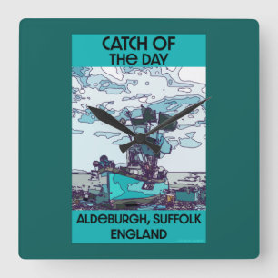 Alderburgh Suffolk  Beach Art    Square Wall Clock