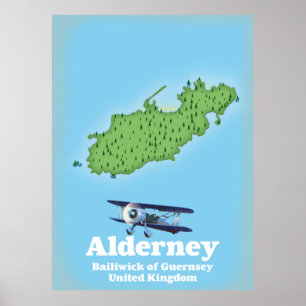 Alderney Bailiwick of Guernsey United Kingdom Map Poster