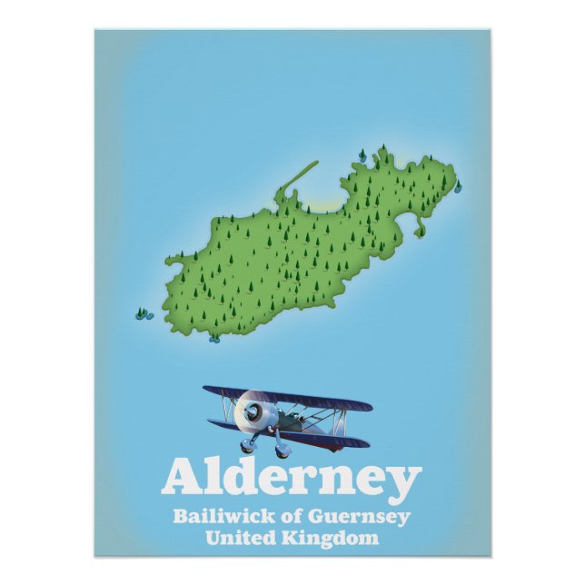 Alderney Bailiwick of Guernsey United Kingdom Map Poster (Front)