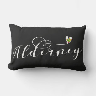 Alderney Flag Heart, Channel Islands Lumbar Pillow