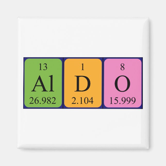 Aldo - aimant de nom de table périodique (Devant)