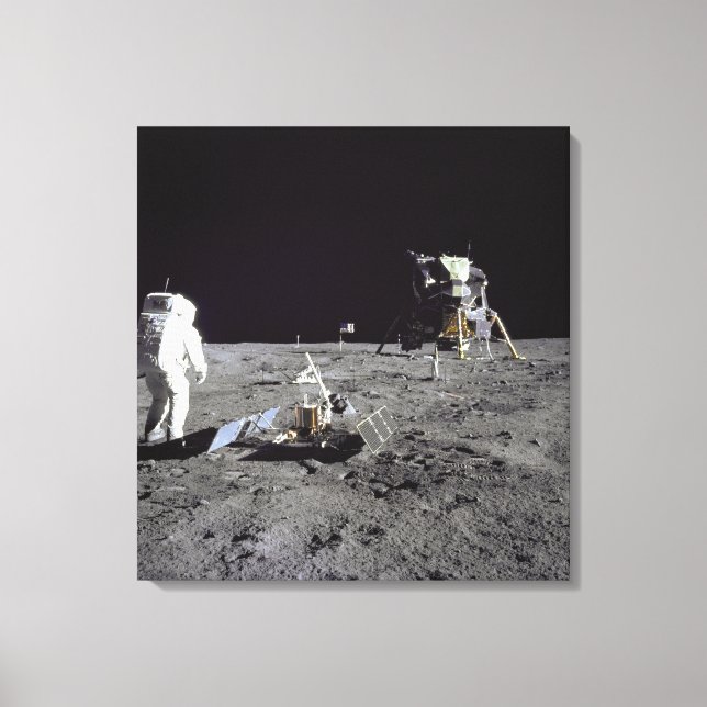 Aldrin Looks Back at Tranquillity Base Canvas Print (Front)