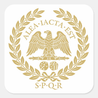 Alea Iacta Est Roman Aquila Dice and Laurel Wreath Square Sticker