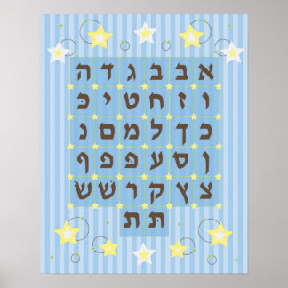 Alef Beis Poster (light Blue)