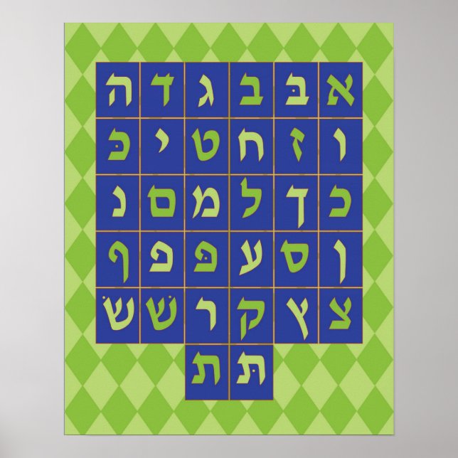 Alef Beis Poster (Navy and green) (Front)