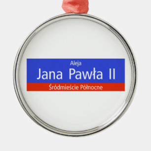 Aleja Jana Pawla II, Warsaw, Polish Street Sign Metal Ornament