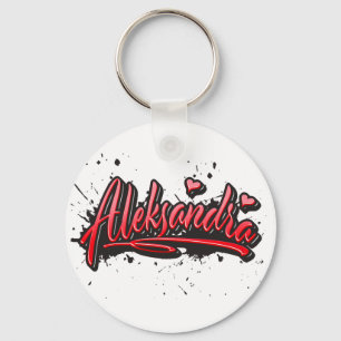 Aleksandra red Heart Graffiti Schlüsselanhänger Keychain