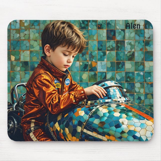 ALEN ~ Young Boy Racing Car Driver ~  Mouse Pad (Front)