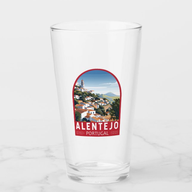 Alentejo Portugal Travel Art Vintage Glass (Front)