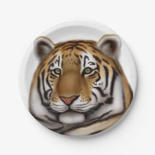 Alert Bengal Tiger Paper Plates