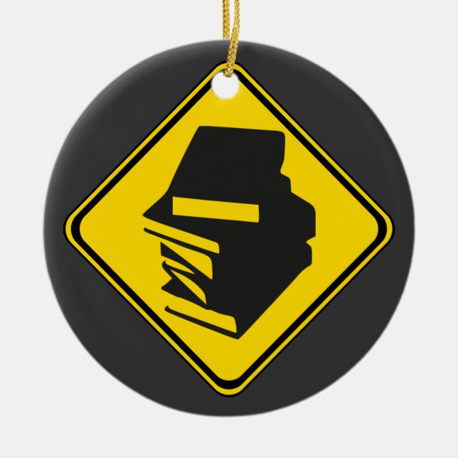 Alert: Books Ahead! Ceramic Ornament (Front)