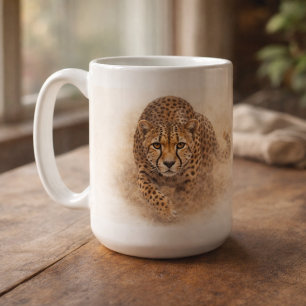 Alert Cheetah   African Wildlife Art Coffee Mug