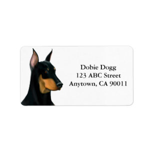 Alert Doberman Pinscher Dog Label