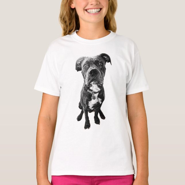 Alert Dog T-Shirt – Realistic Sitting Pose (Front)