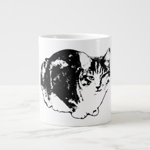 Alert Tabby Cat Ink Portrait Mug