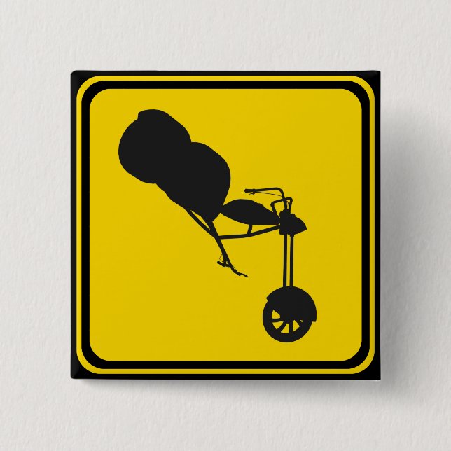 Alert, Trikes Xing! 2 Inch Square Button (Front)