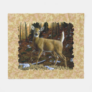 Alert Whitetail Doe Fleece Blanket