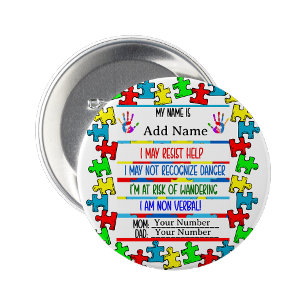 Alerte Autisme   Badge Épingle Non Verbal