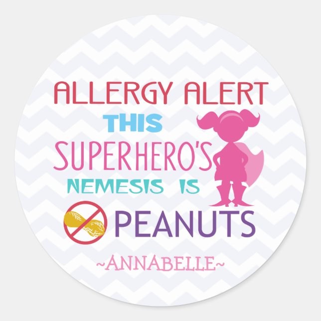 Alerte d'allergie aux arachides Stickers Superhero (Devant)