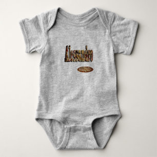 Alessandro, Name, Logo Made With Pizza, Baby Bodysuit