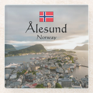 Alesund Norway Glass Coaster