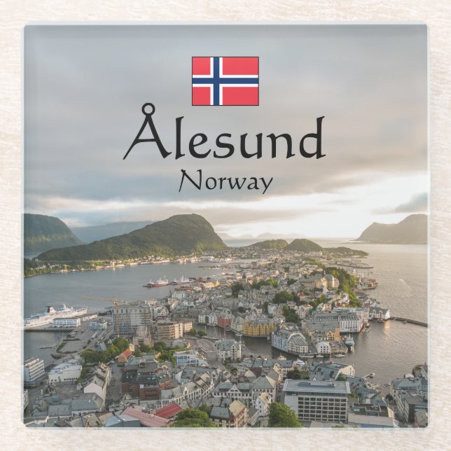 Alesund Norway Glass Coaster (Front)