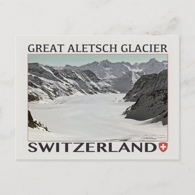 Aletsch Glacier - on White.jpg Postcard (Front)