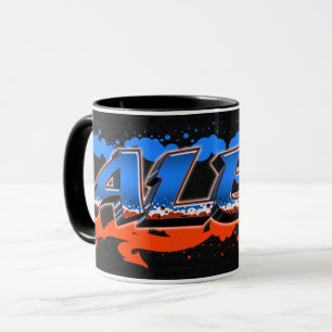 Alex prénom Graffiti blue Tasse orange