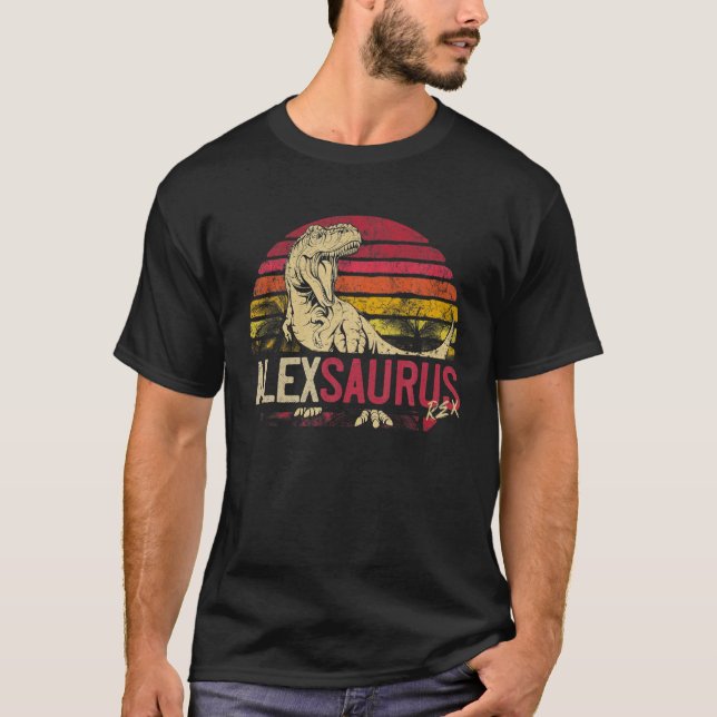Alex Saurus Funny Personalized Dinosaur T Rex Name T-Shirt (Front)