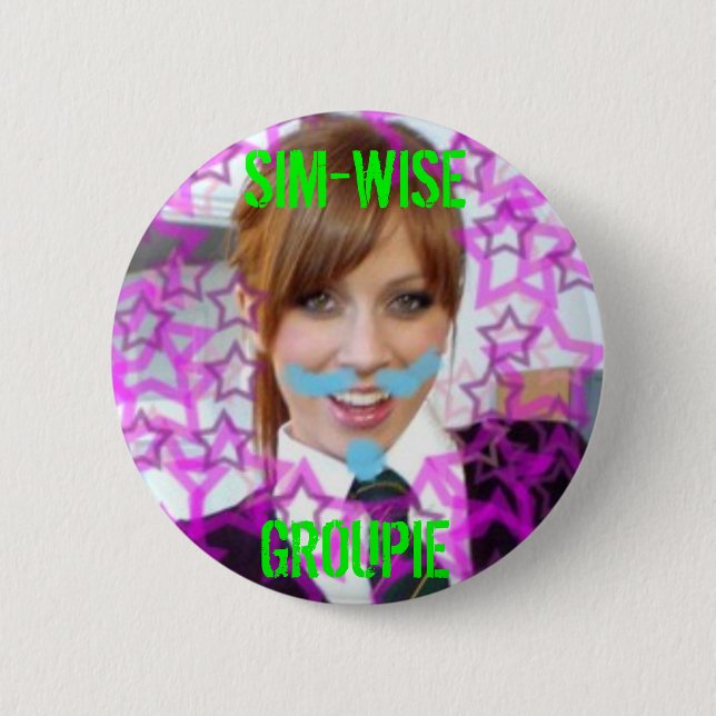 alex sim-wise button, SIM-WISE GROUPIE 2 Inch Round Button (Front)