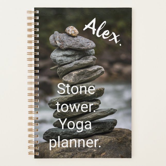 Alex. Stone tower. Personalize yoga Planner (Front)