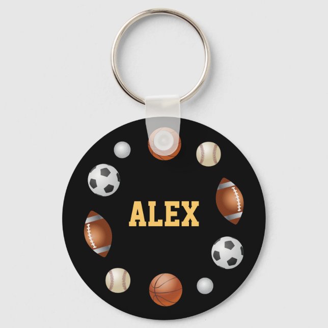 Alex World of Sports Keychain - Black (Front)