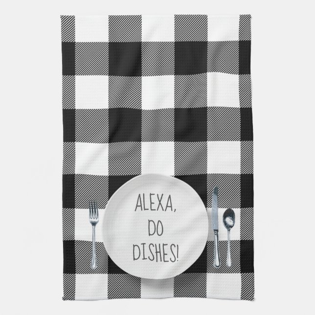 Alexa Command humour for doing dishes Kitchen Towel (Vertical)