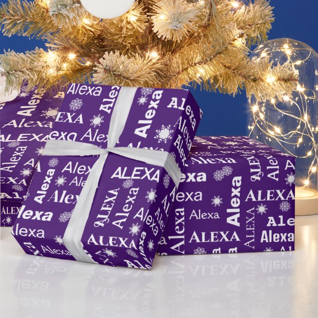 Alexa Custom Name With Snowflakes  Wrapping Paper (Holidays)