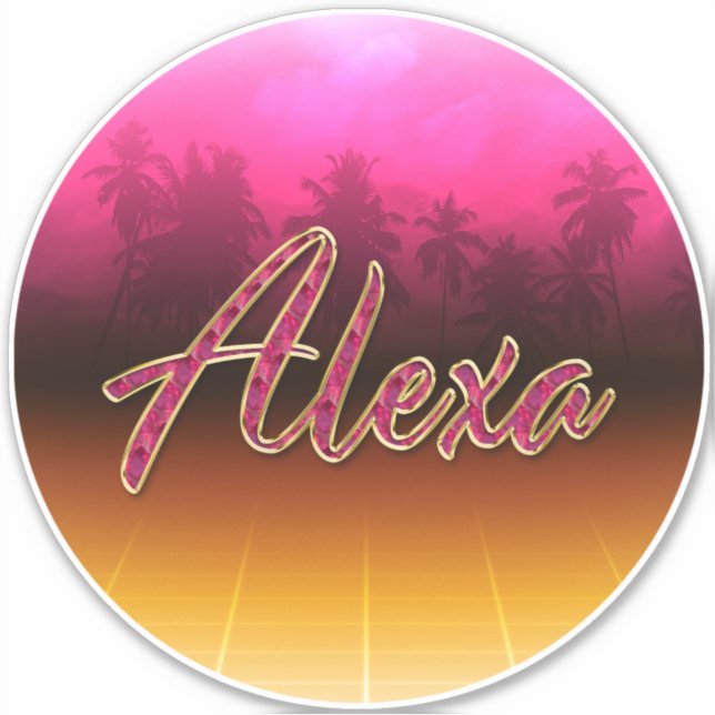 Alexa First Name Golden pink Sticker (Front)