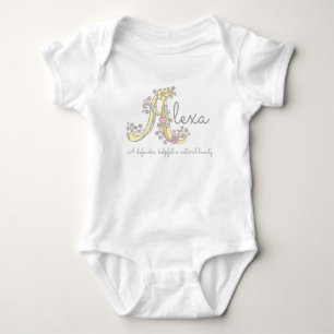 Alexa girls name meaning monogram hearts baby bodysuit