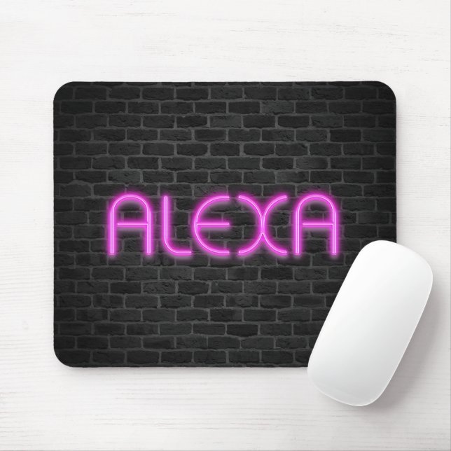 ALEXA In Pink Neon Lights Mouse Pad (With Mouse)