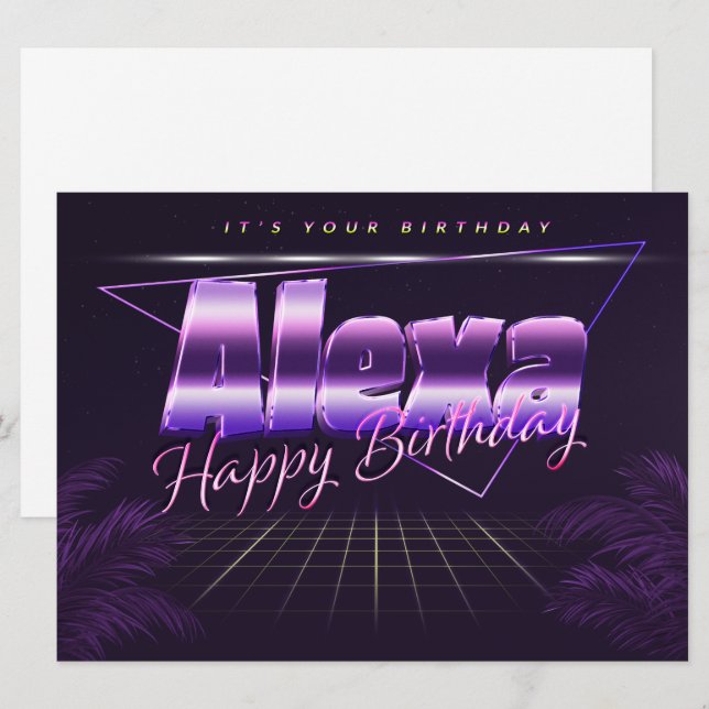 Alexa Name First name lila retro card Birthday (Front/Back)