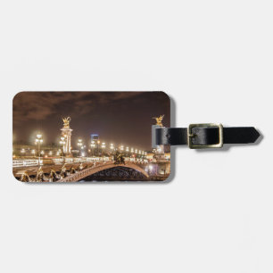 Alexander 3 bridge in Paris France at night Luggage Tag