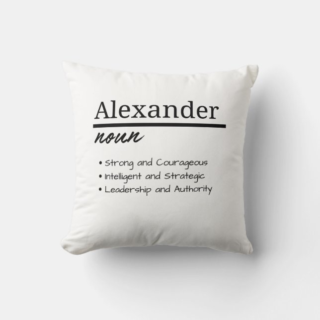 Alexander, Boy Personalized Name Definition Throw Pillow (Front)