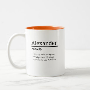 Alexander, Boy Personalized Name Definition Two-Tone Coffee Mug