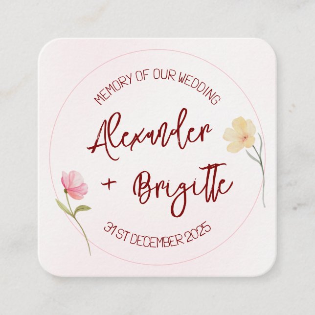 Alexander & Brigitte Wedding Square Business Card (Front)