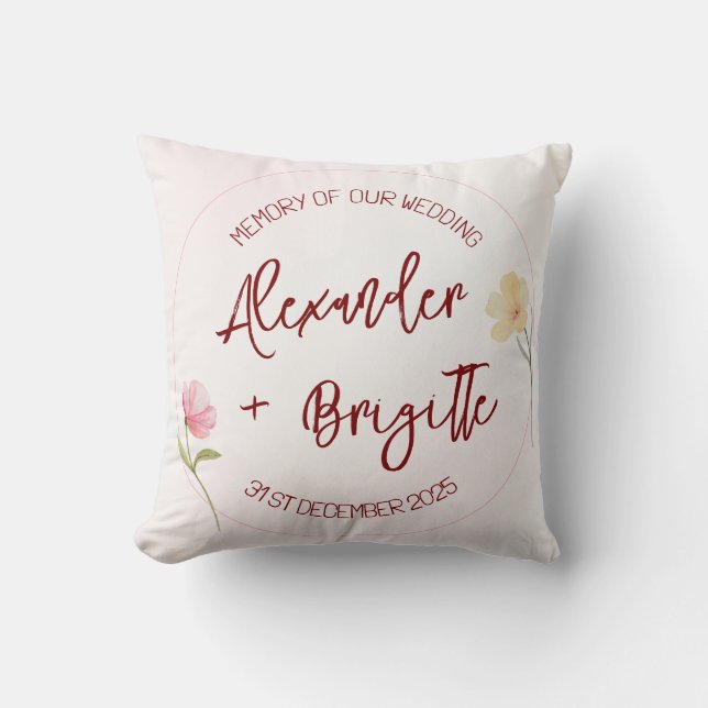 Alexander & Brigitte Wedding Throw Pillow (Front)