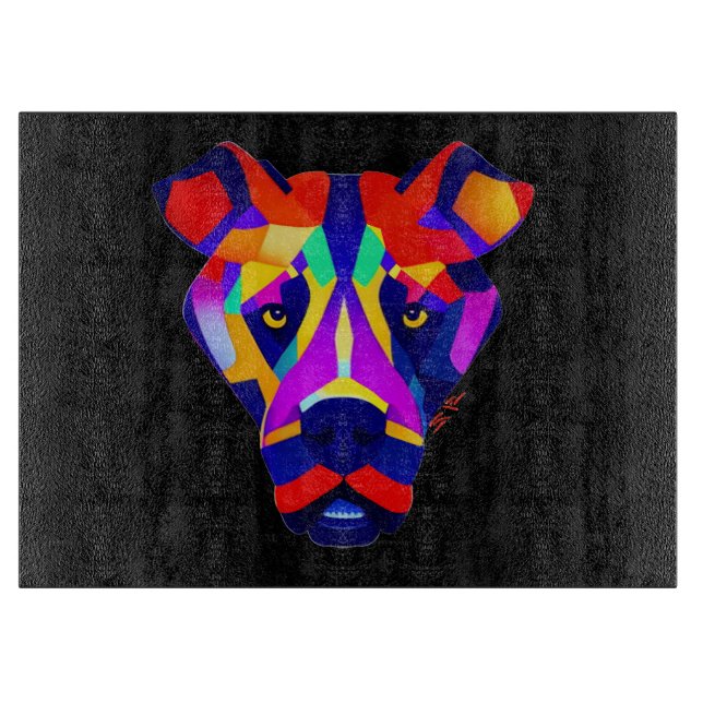 Alexander Dog black glass cutting board (Front)