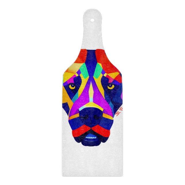Alexander Dog white glass paddle cutting board (Front)