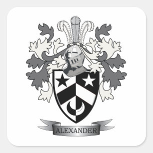 Alexander Family Crest Coat of Arms Square Sticker