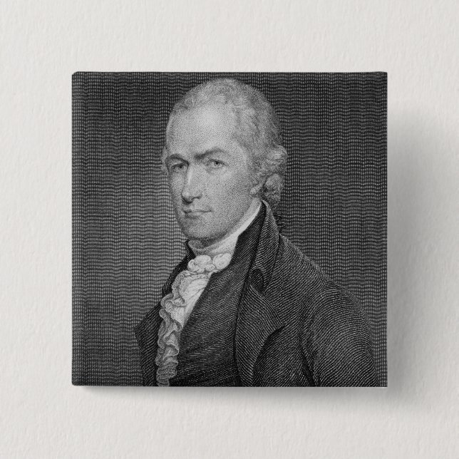 Alexander Hamilton (1757-1804) engraved by John Fr 2 Inch Square Button (Front)